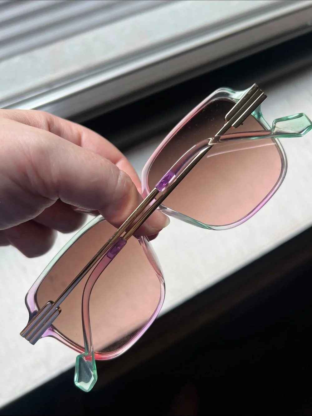 Pastel Pink & Green Gradient Square Sunglasses